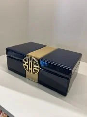 İthal Gold Bantlı Lacivert Dekoratif Kutu