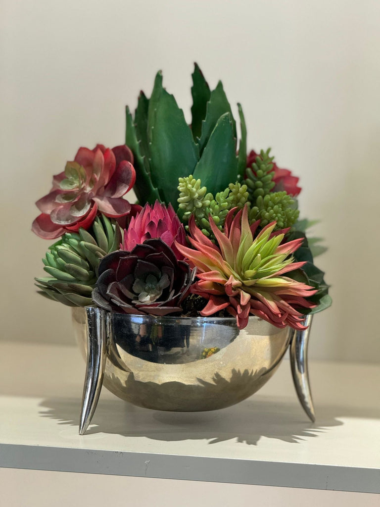 Yapay Sukulentli Fildişi Ayaklı Vazo No:5