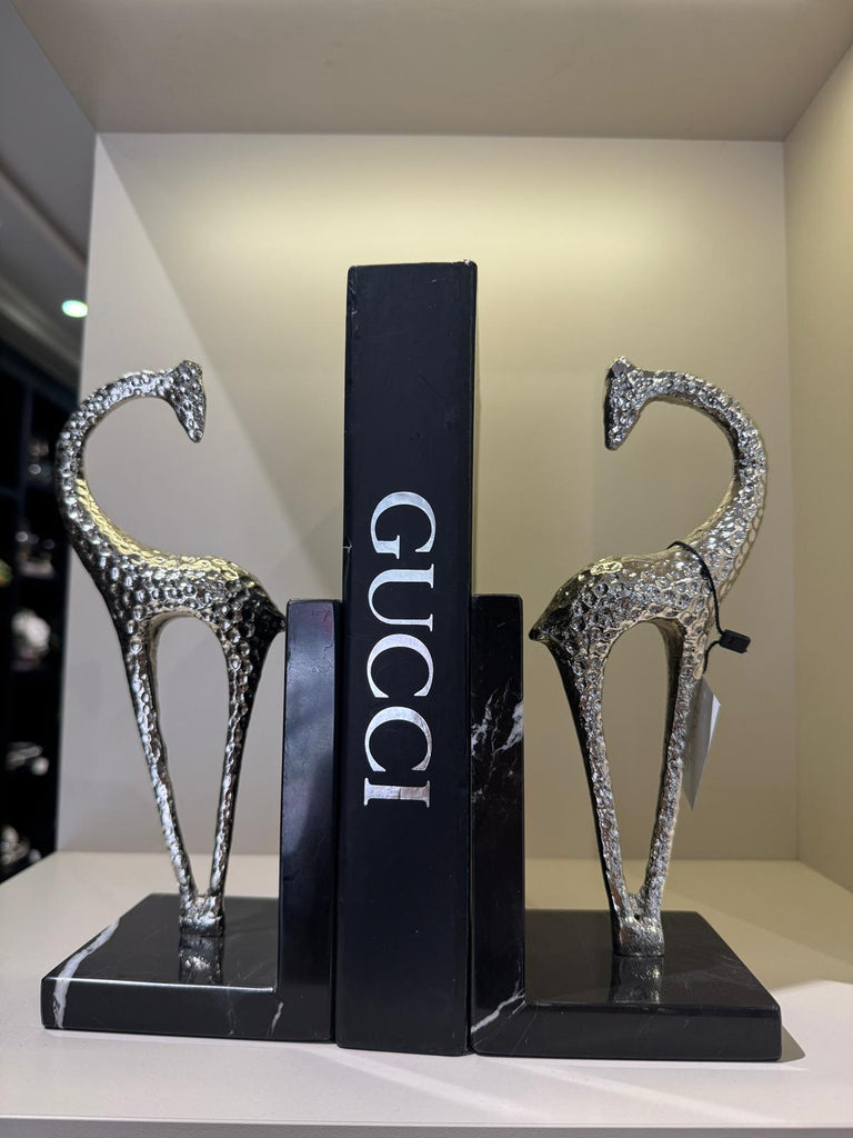 İkili Gümüş Mermer Kaideli Kitap Tutucu