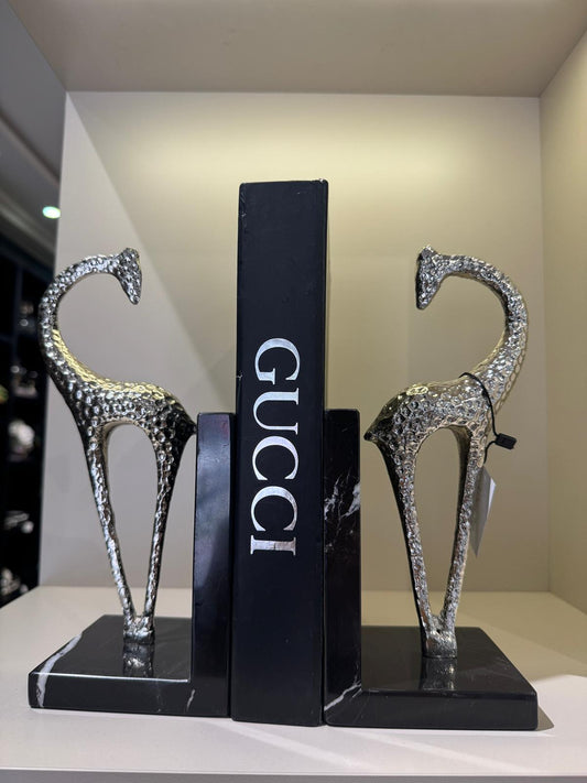 İkili Gümüş Mermer Kaideli Kitap Tutucu