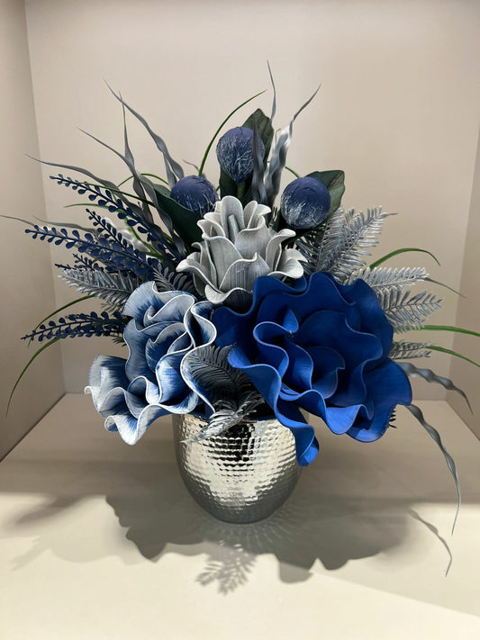 Gümüş Dövme Vazo Çiçekli No:3