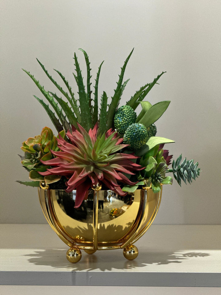 Yapay Sukulentli Düğmeli Vazo No:3