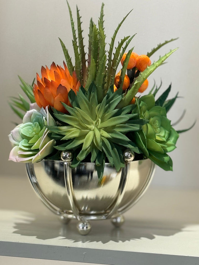 Yapay Sukulentli Düğmeli Vazo No:2