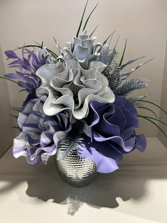 Gümüş Dövme Vazo Çiçekli No:2