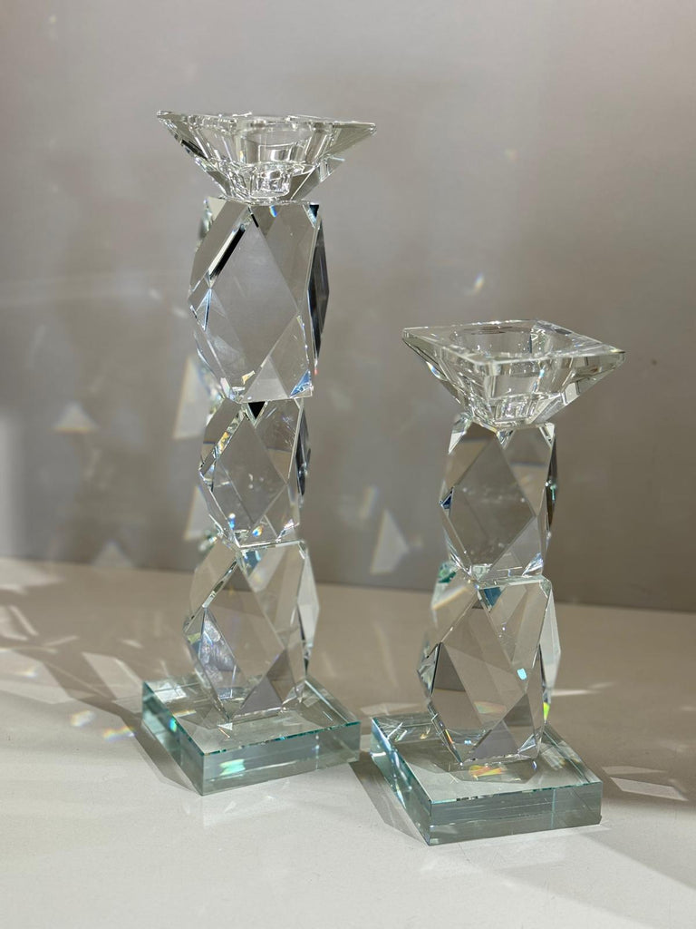 İkili Kristal Uzun Prizma Şamdan Şeffaf