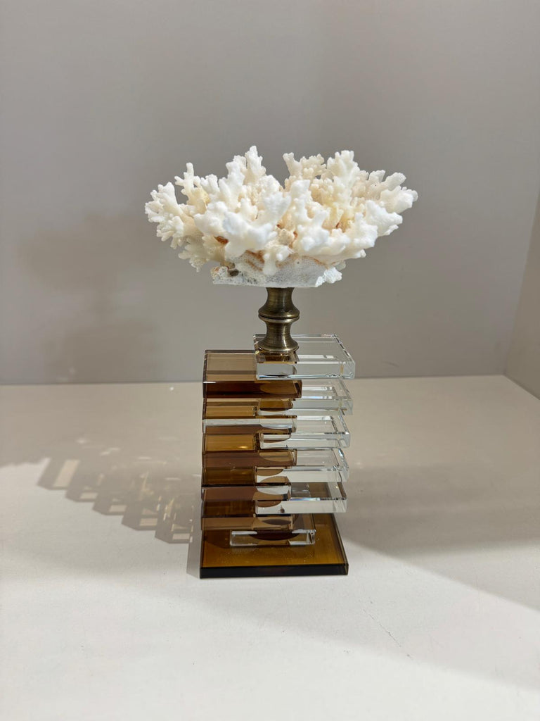 Kristal Kaideli Doğal Mercan Kahve - Şeffaf Kat Kat