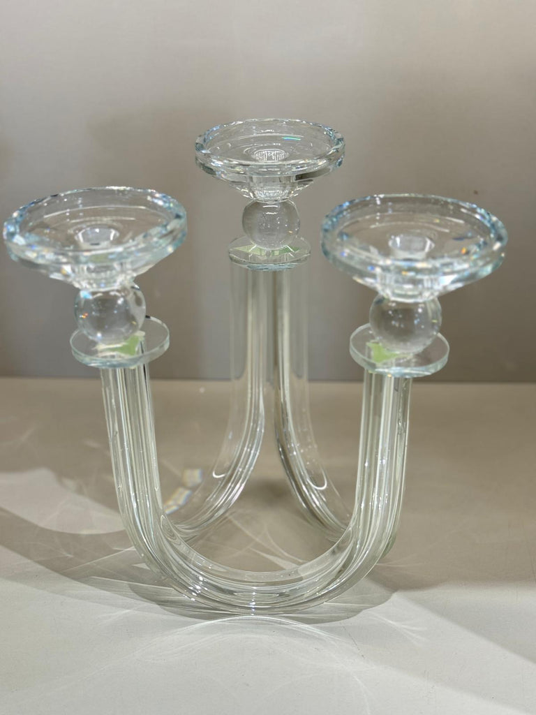 Kristal Şamdan Üç Kollu Şeffaf