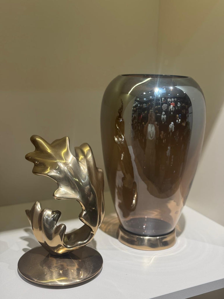 Amber Dekoratif Cam Küp ve Döküm Kapak Seti (İki Boy)