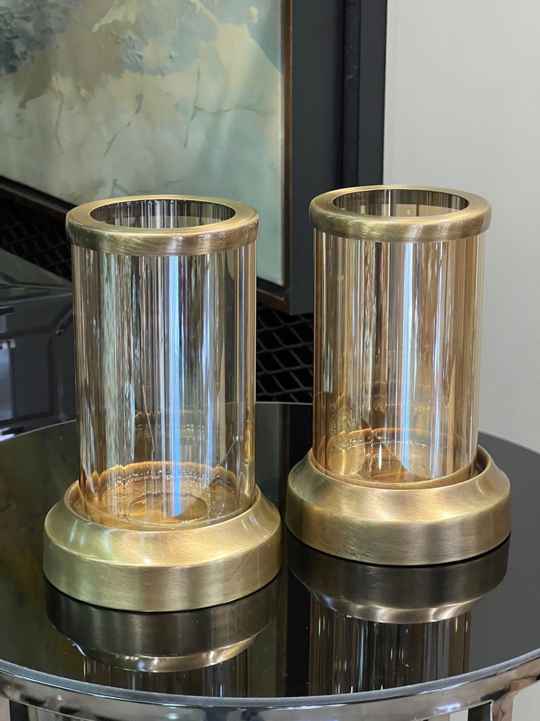 İkili Antik Metal Mumluk