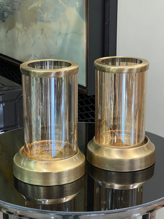 İkili Antik Metal Mumluk