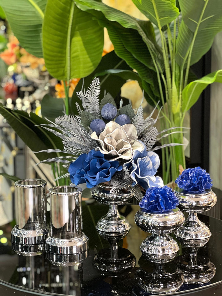 Yapay Çiçekli Gümüş 5 Parça Set No:16