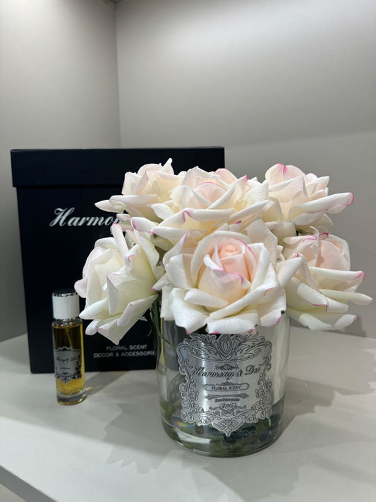 Islak Dokulu Gül 10'lu Somon - Şeffaf Vazo