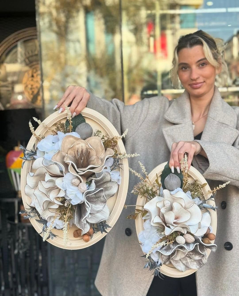 İkili Çiçekli Ahşap Tablo Set No:4