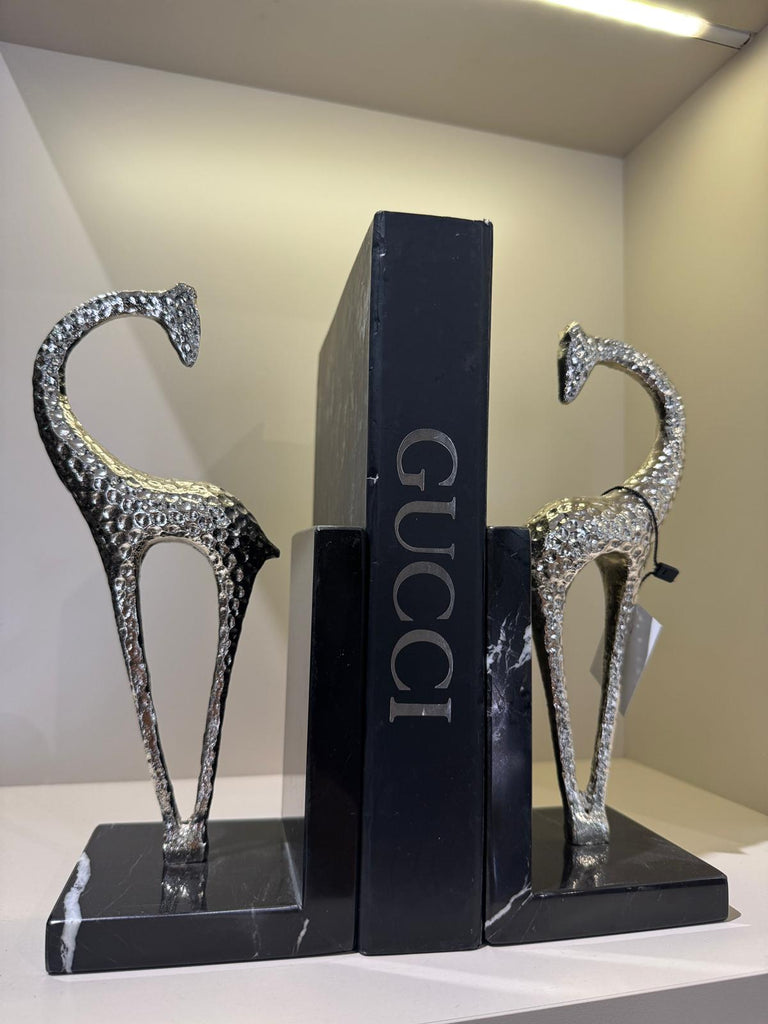 İkili Gümüş Mermer Kaideli Kitap Tutucu