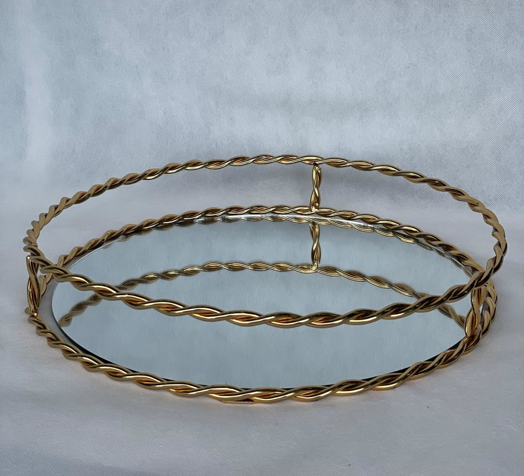 Yuvarlak Burgulu Gold Tepsi